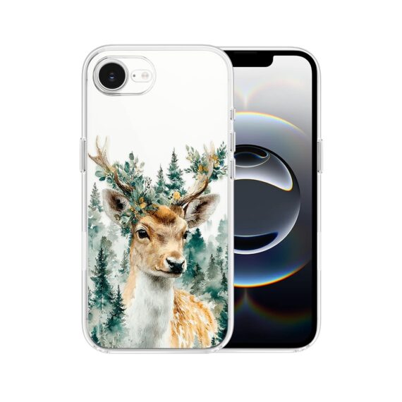 Etui do iPhone 16e, Przytulne święta, Leśny Jelonek, przeźroczyste (6)