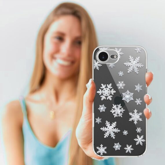 Etui do iPhone 16e, Zimowa Magia, Delikatne płatki śniegu, przeźroczyste (2)