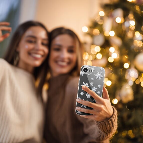 Etui do iPhone 16e, Zimowa Magia, Delikatne płatki śniegu, przeźroczyste (3)