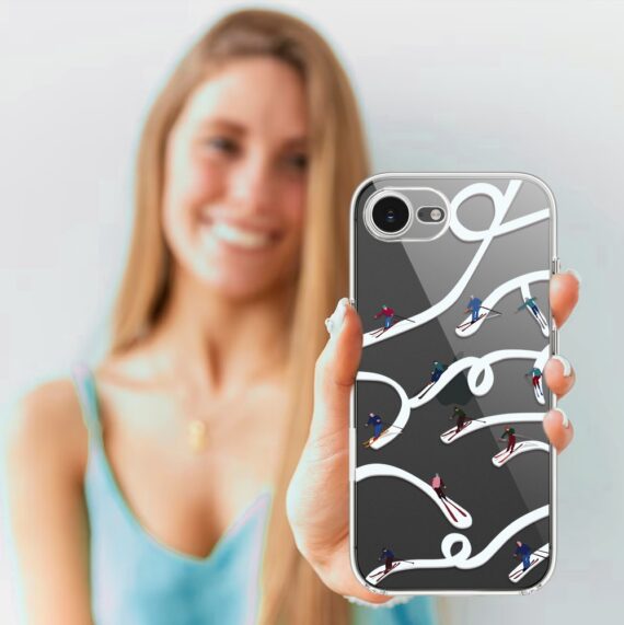 Etui do iPhone 16e, Zimowa Magia, Narciarskie wiraże, przeźroczyste (3)