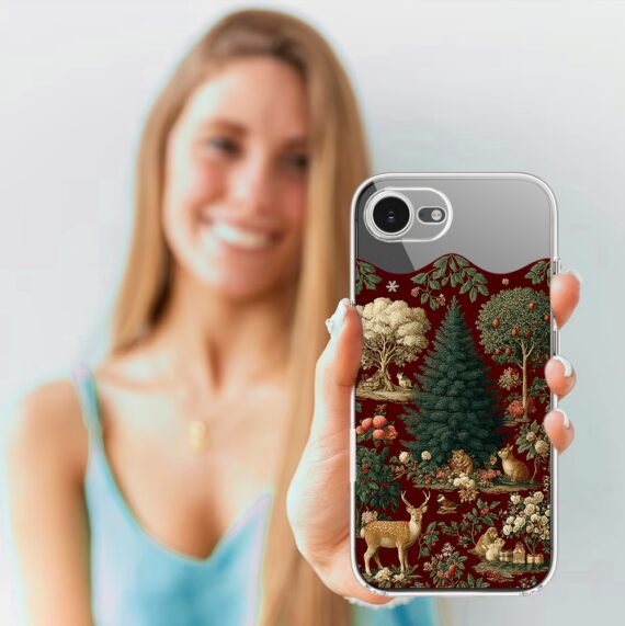 Etui do iPhone 16e, Zimowa Magia, Świąteczny las, przeźroczyste (3)