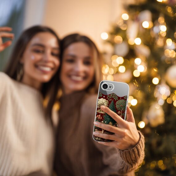 Etui do iPhone 16e, Zimowa Magia, Świąteczny las, przeźroczyste (4)