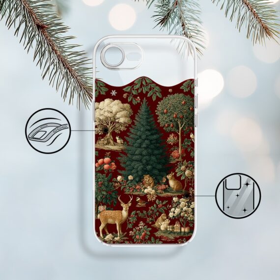 Etui do iPhone 16e, Zimowa Magia, Świąteczny las, przeźroczyste (6)