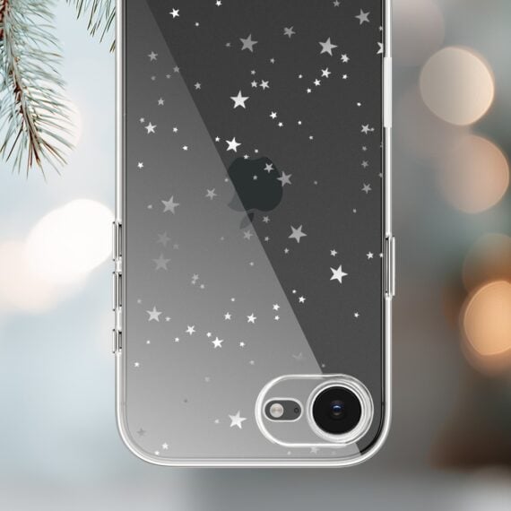 Etui do iPhone 16e, Zimowa Magia, Szampańskie gwiazdki, przeźroczyste (2)