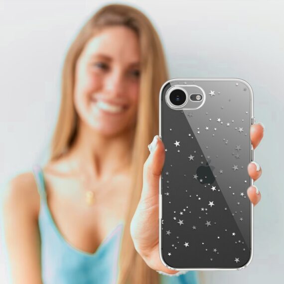 Etui do iPhone 16e, Zimowa Magia, Szampańskie gwiazdki, przeźroczyste (3)