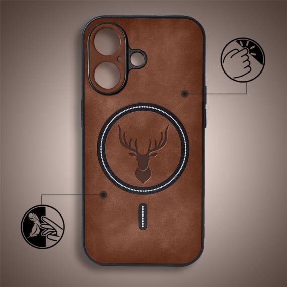 Etui do iPhone 17 Alcantara MagSafe Cover, przyjemne w dotyku, brązowe (5)