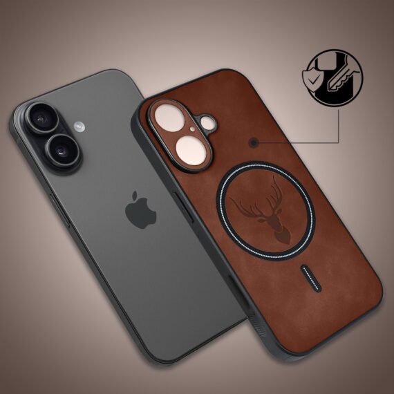 Etui do iPhone 17 Alcantara MagSafe Cover, przyjemne w dotyku, brązowe (7)