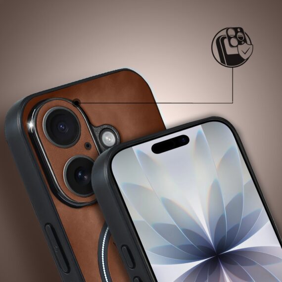 Etui do iPhone 17 Alcantara MagSafe Cover, przyjemne w dotyku, brązowe (8)