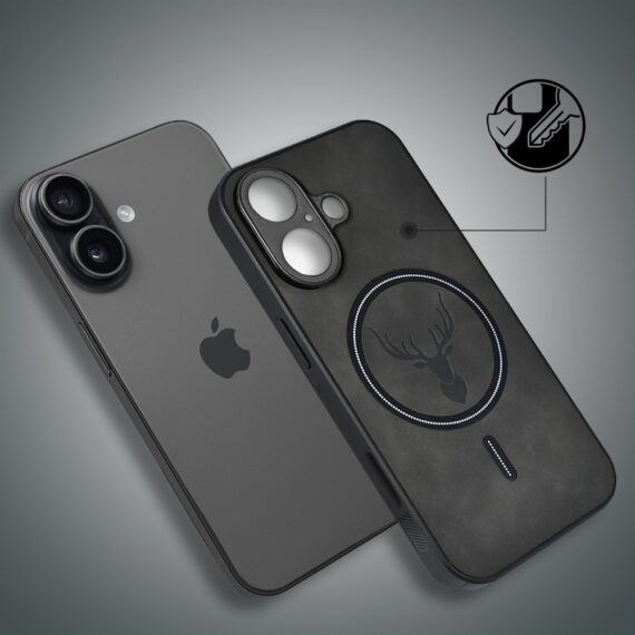 Etui do iPhone 17 Alcantara MagSafe Cover, przyjemne w dotyku, czarne (1)