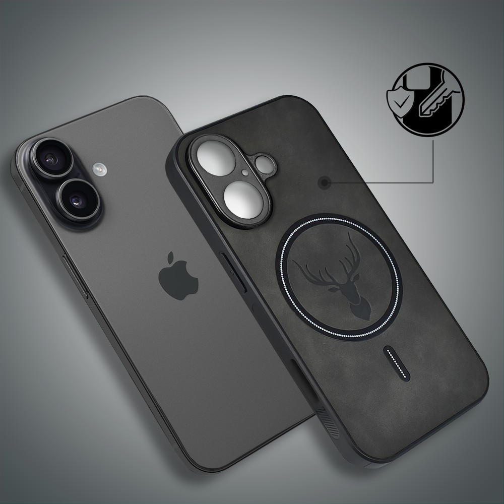 Etui do iPhone 17 Alcantara MagSafe Cover, przyjemne w dotyku, czarne (1)