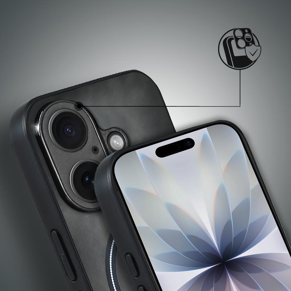 Etui do iPhone 17 Alcantara MagSafe Cover, przyjemne w dotyku, czarne (2)