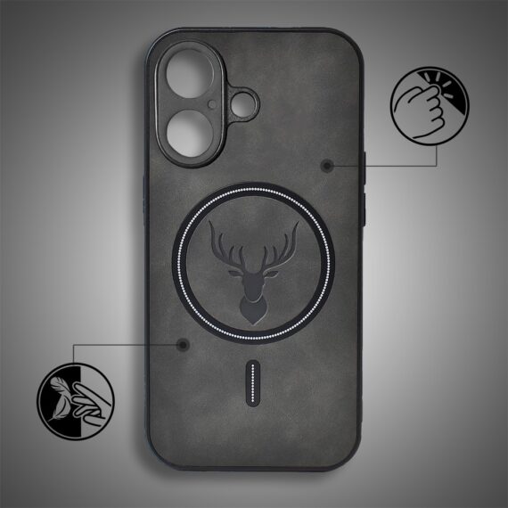 Etui do iPhone 17 Alcantara MagSafe Cover, przyjemne w dotyku, czarne (7)