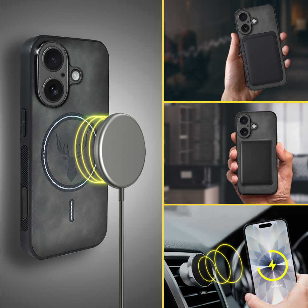 Etui do iPhone 17 Alcantara MagSafe Cover, przyjemne w dotyku, czarne (8)