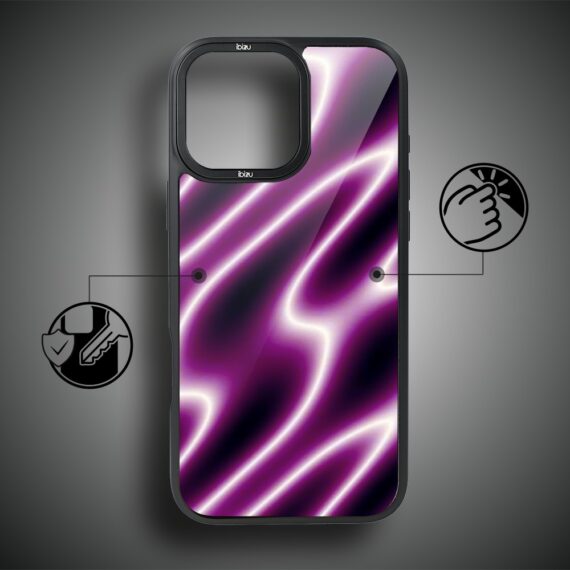 Etui do iPhone 17 BIZU DropGuard Matt z MagSafe, Twilight Dreams, Neonowa fala5