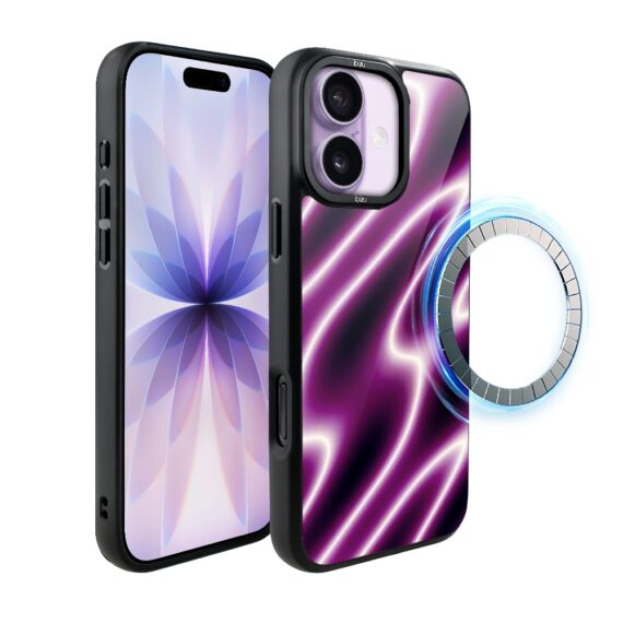 Etui do iPhone 17 BIZU DropGuard Matt z MagSafe, Twilight Dreams, Neonowa fala6