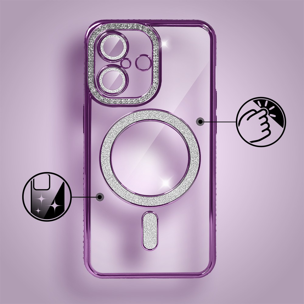 Etui do iPhone 17 Diadem Glow, błyszczące z MagSafe, przeźroczyste, purpurowe (2)