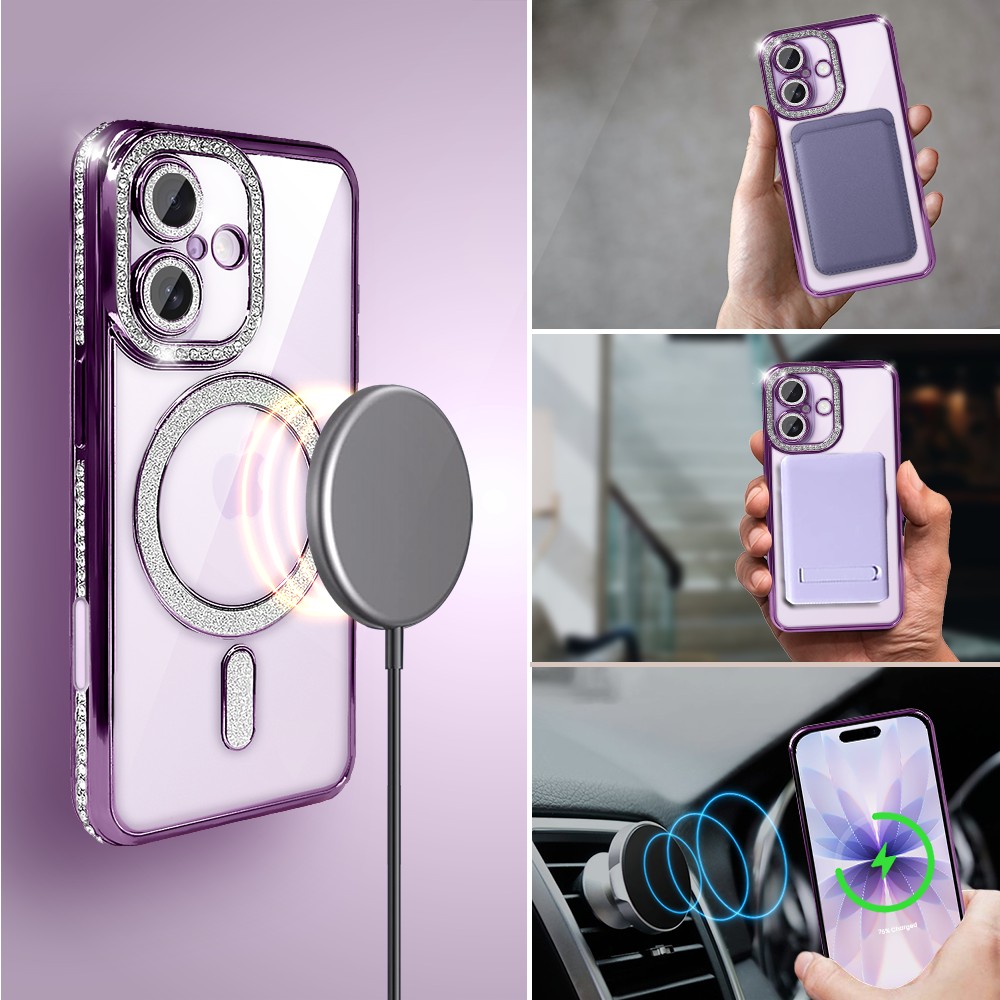 Etui do iPhone 17 Diadem Glow, błyszczące z MagSafe, przeźroczyste, purpurowe (3)
