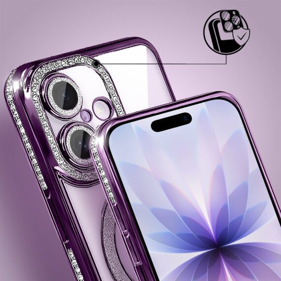 Etui do iPhone 17 Diadem Glow, błyszczące z MagSafe, przeźroczyste, purpurowe (5)