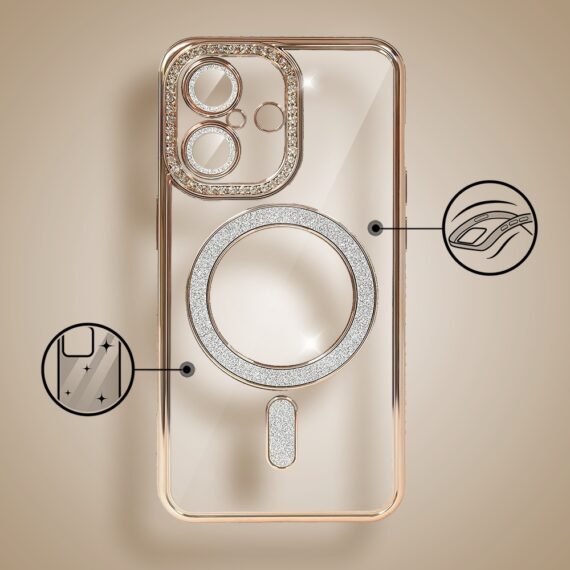 Etui do iPhone 17 Diadem Glow, błyszczące z MagSafe, przeźroczyste, złote (2)