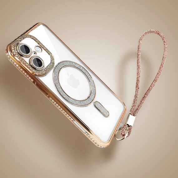 Etui do iPhone 17 Diadem Glow, błyszczące z MagSafe, przeźroczyste, złote (5)