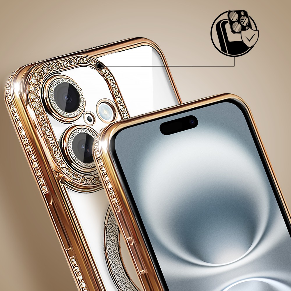 Etui do iPhone 17 Diadem Glow, błyszczące z MagSafe, przeźroczyste, złote (6)