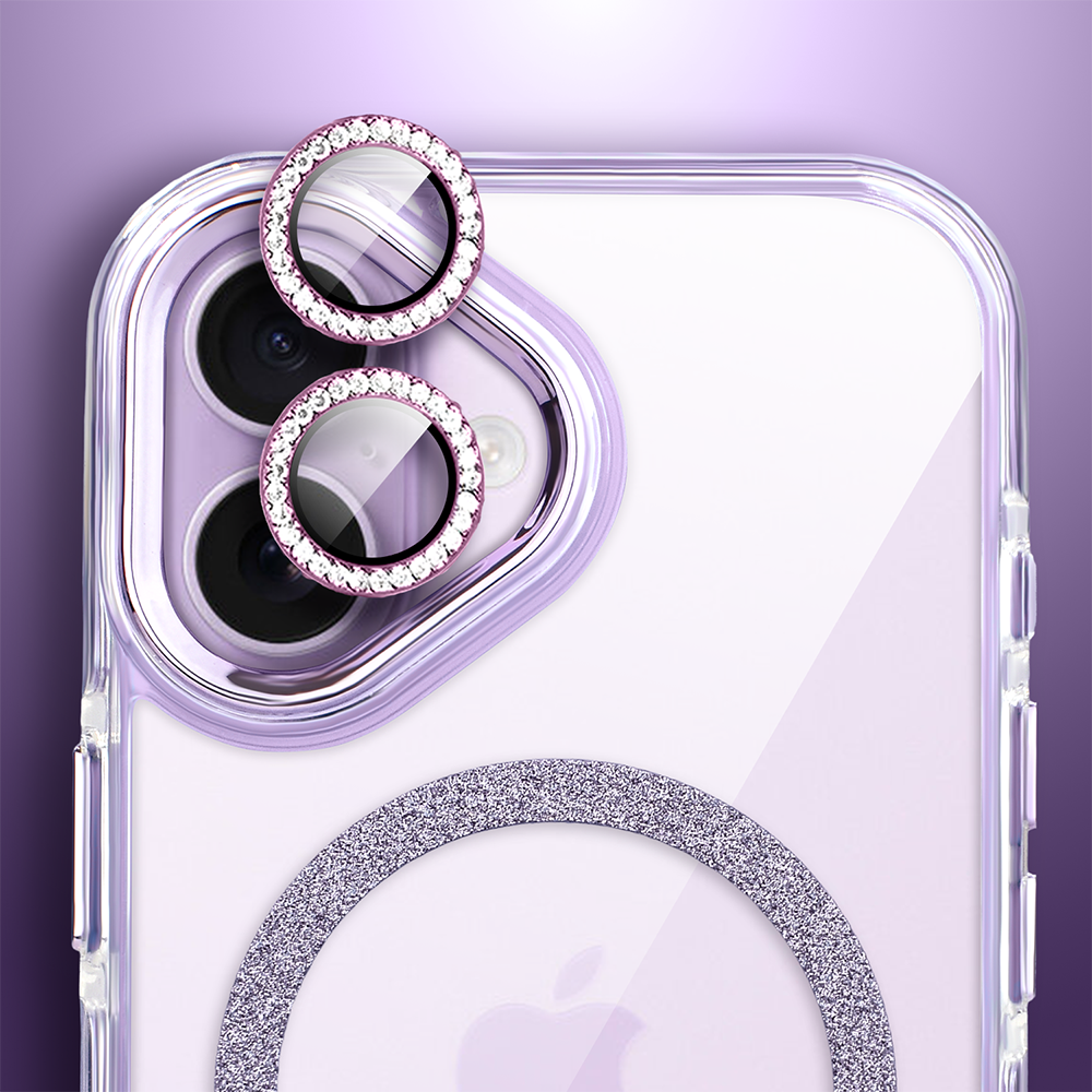 Etui do iPhone 17 Glitter Shine, przeźroczyste, brokatowe z MagSafe, fioletowe (5)