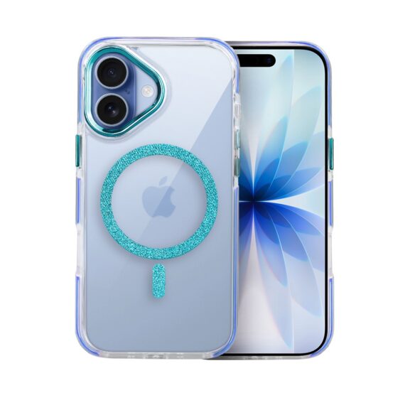 Etui do iPhone 17 Glitter Shine, przeźroczyste, brokatowe z MagSafe, niebieskie (8)