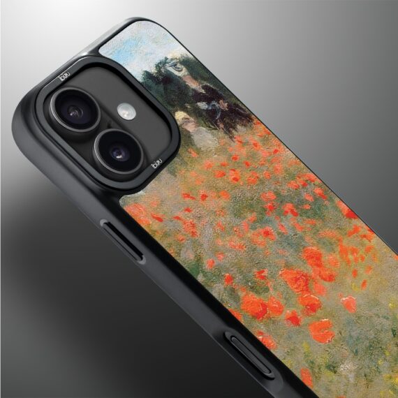 Etui do iPhone 17 IBIZU DropGuard Matt z MagSafe, Claude Monet, pole maków (2)