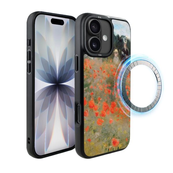 Etui do iPhone 17 IBIZU DropGuard Matt z MagSafe, Claude Monet, pole maków