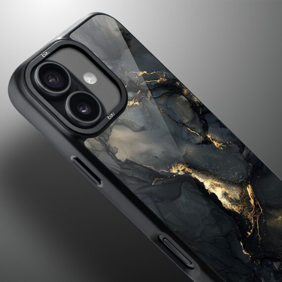 Etui do iPhone 17 IBIZU DropGuard Matt z MagSafe, Ethereal Essence, Czarny diament ze złotem (2)