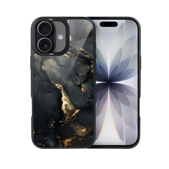 Etui do iPhone 17 IBIZU DropGuard Matt z MagSafe, Ethereal Essence, Czarny diament ze złotem (6)