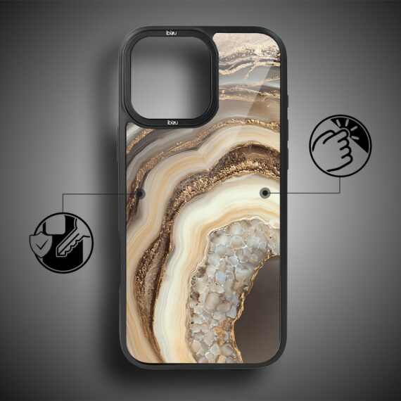 Etui do iPhone 17 IBIZU DropGuard Matt z MagSafe, Ethereal Essence, Miodowy Agat (4)
