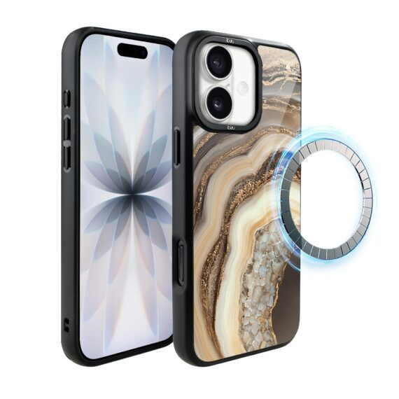 Etui do iPhone 17 IBIZU DropGuard Matt z MagSafe, Ethereal Essence, Miodowy Agat (5)