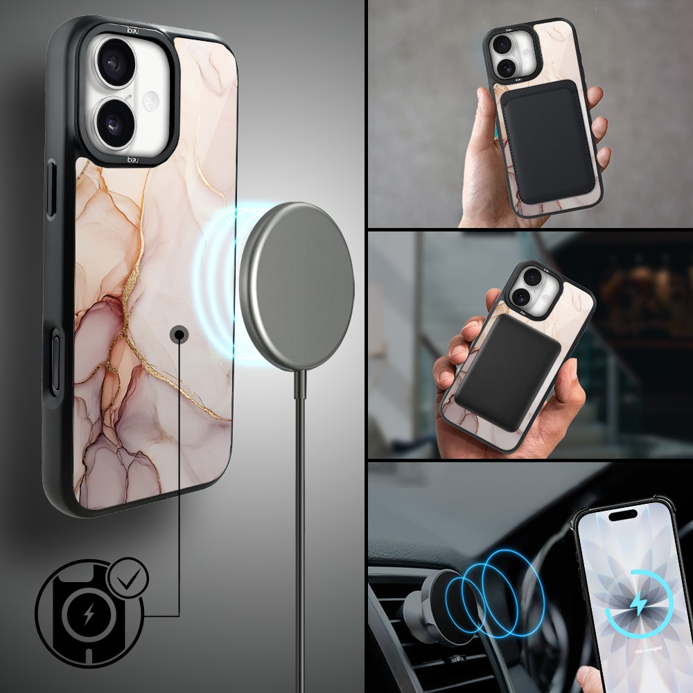 Etui do iPhone 17 IBIZU DropGuard Matt z MagSafe, Ethereal Essence, Różany alabaster (2)