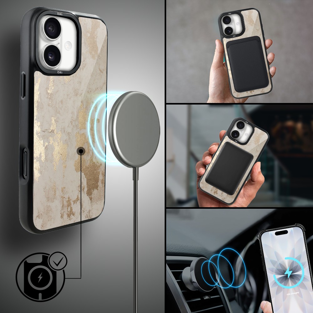 Etui do iPhone 17 IBIZU DropGuard Matt z MagSafe, Ethereal Essence, Szampańskie Złoto (3)