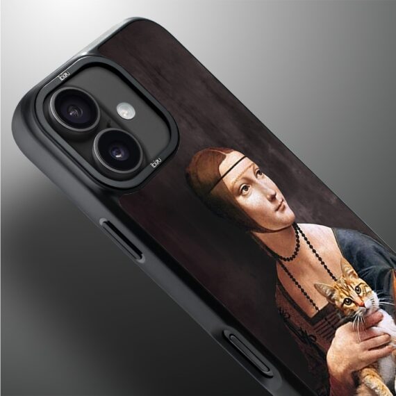 Etui do iPhone 17 IBIZU DropGuard Matt z MagSafe, Leonardo Da Vinci, dama z kotem (2)