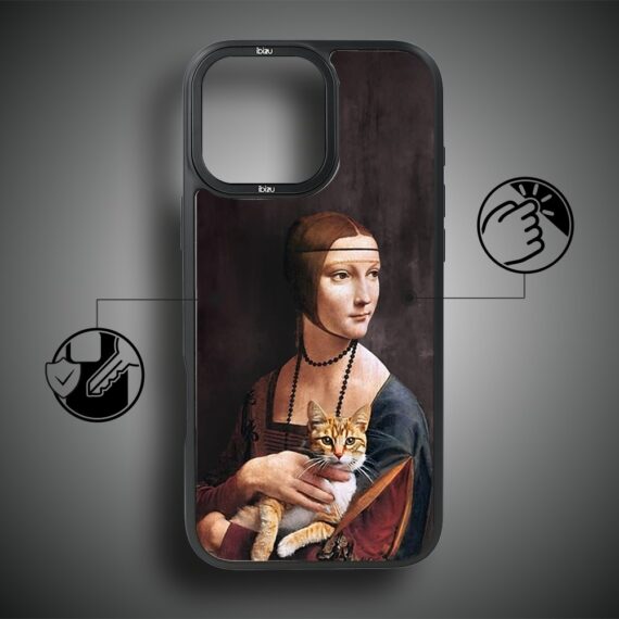 Etui do iPhone 17 IBIZU DropGuard Matt z MagSafe, Leonardo Da Vinci, dama z kotem (4)