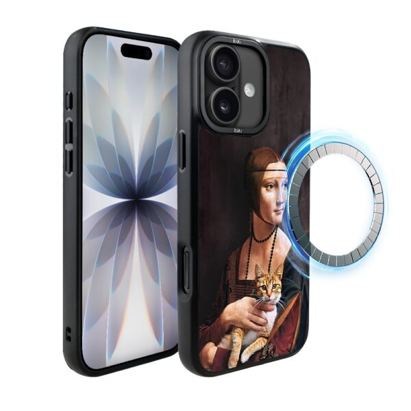 Etui do iPhone 17 IBIZU DropGuard Matt z MagSafe, Leonardo Da Vinci, dama z kotem