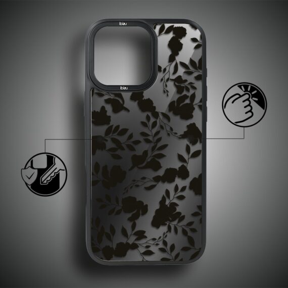 Etui do iPhone 17 IBIZU DropGuard Matt z MagSafe, Midnight, Cienie liści (4)