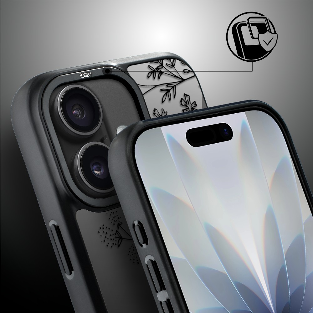Etui do iPhone 17 IBIZU DropGuard Matt z MagSafe, Midnight, Dotyk kwiatów (1)