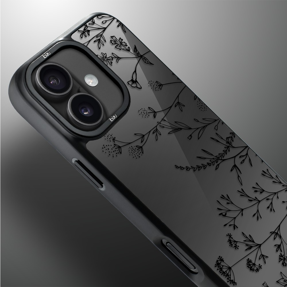 Etui do iPhone 17 IBIZU DropGuard Matt z MagSafe, Midnight, Dotyk kwiatów (2)