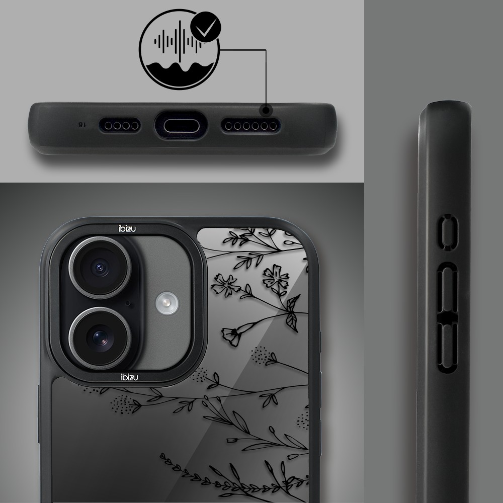 Etui do iPhone 17 IBIZU DropGuard Matt z MagSafe, Midnight, Dotyk kwiatów (8)