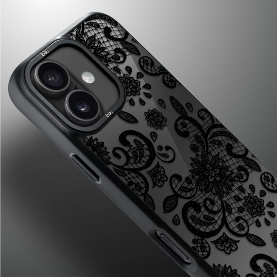 Etui do iPhone 17 IBIZU DropGuard Matt z MagSafe, Midnight, Koronkowa czerń (2)