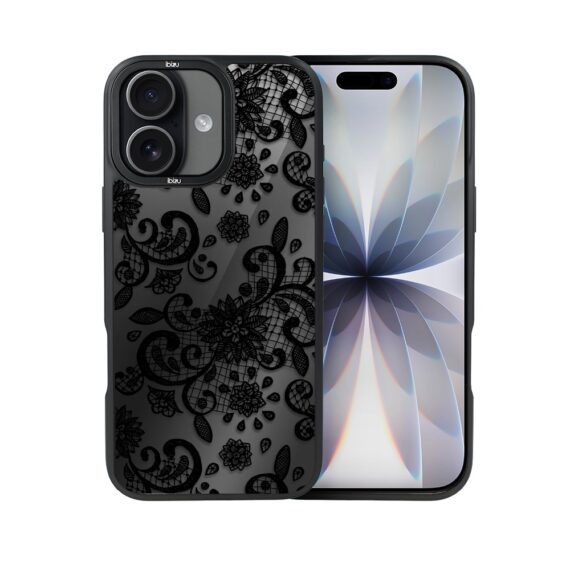 Etui do iPhone 17 IBIZU DropGuard Matt z MagSafe, Midnight, Koronkowa czerń (6)