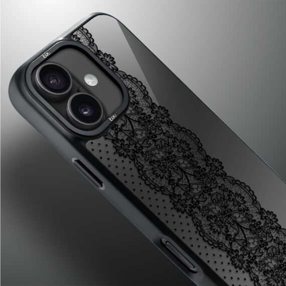 Etui do iPhone 17 IBIZU DropGuard Matt z MagSafe, Midnight, Ornamentowa koronka (2)