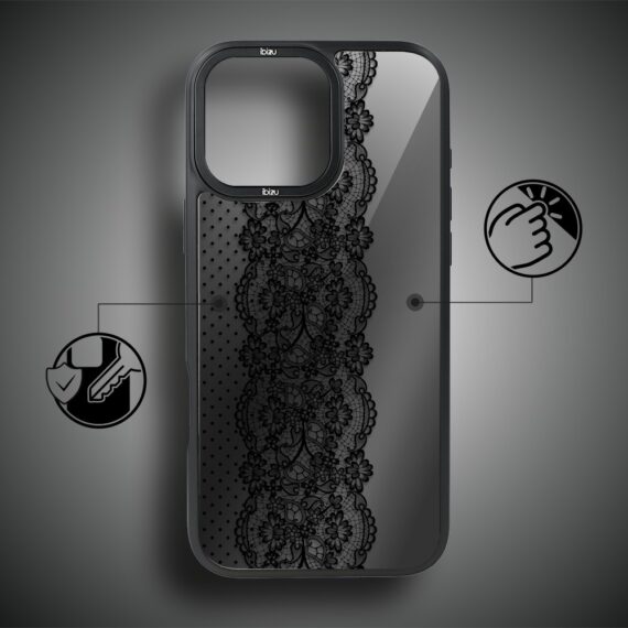 Etui do iPhone 17 IBIZU DropGuard Matt z MagSafe, Midnight, Ornamentowa koronka (4)