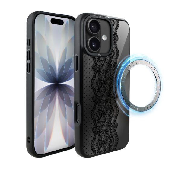 Etui do iPhone 17 IBIZU DropGuard Matt z MagSafe, Midnight, Ornamentowa koronka (5)
