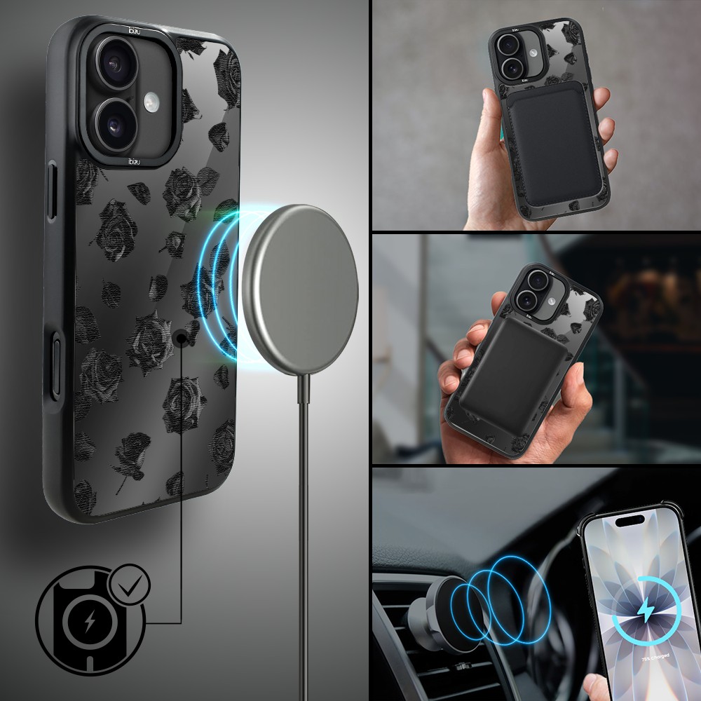 Etui do iPhone 17 IBIZU DropGuard Matt z MagSafe, Midnight, Sen róż (3)