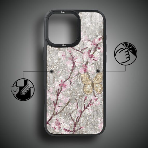 Etui do iPhone 17 IBIZU DropGuard Matt z MagSafe, Modern Classics, Mozaika kwitnącej wiśni5