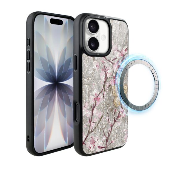Etui do iPhone 17 IBIZU DropGuard Matt z MagSafe, Modern Classics, Mozaika kwitnącej wiśni6